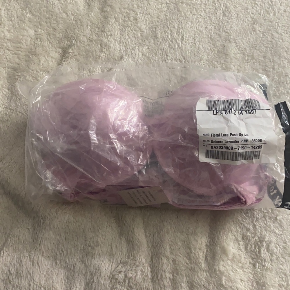 Purple Floral Lace Push Up Bra